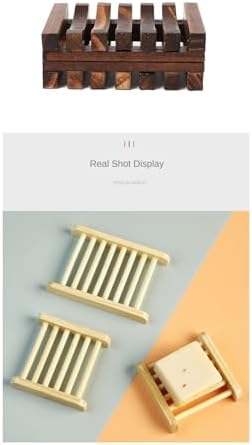 3 Pcs Natural Wooden Soap Dish Holder with Drainage