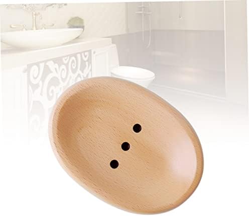 Wooden Oval Soap Dish Drainer Holder for Bathroom and Kitchen