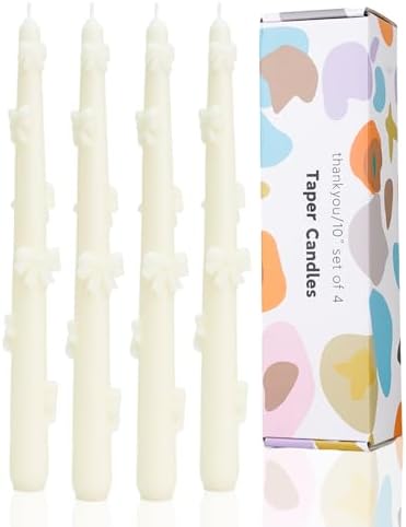 LPUSA Ivory Taper Candle Set of 4 10 inch Dripless