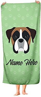 Personalized Boxer Face Beach Bath Towels