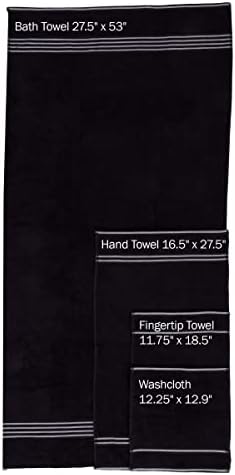 8PC Towel Set - 575GSM 100 Cotton Black Striped