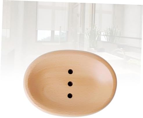 Wooden Oval Soap Dish Drainer Holder for Bathroom and Kitchen