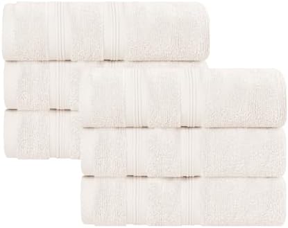 SUPERIOR Cotton Hand Towel Set of 6 Ivory