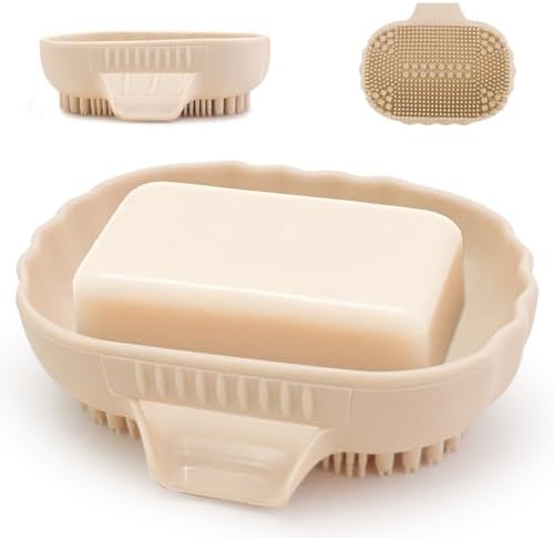 Cute Sea Shell Silicone Soap Dish with Bristles Brush