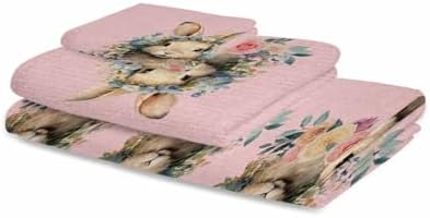 ZOE GARDEN Easter Bunny Pink Bathroom Towel Set 3-PC