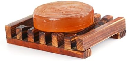ABOOFAN 4pc Carbonized Bamboo Soap Dish Holder Drainage Soap Shelf