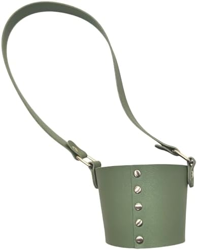 HYBEW Handheld Leather Cup Holder with Handle Green