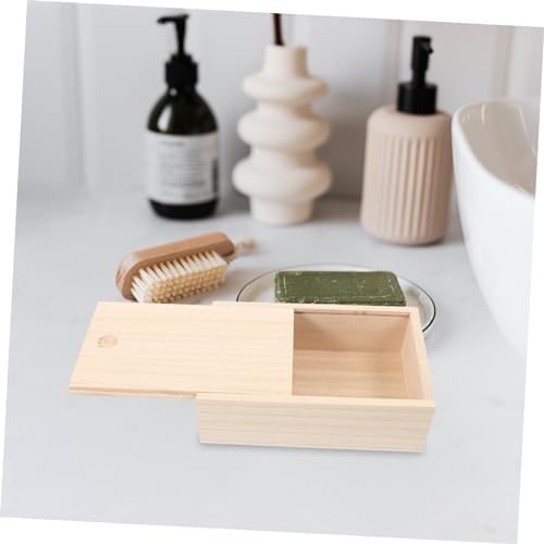 Long-Lasting Natural Paulownia Soap Dish with Lid for Bathroom 1