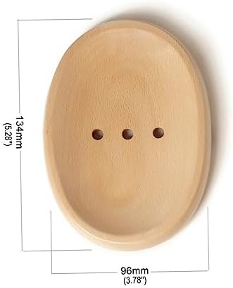 Amosfun Self-Draining Wooden Soap Dish Holder Round Oval Options