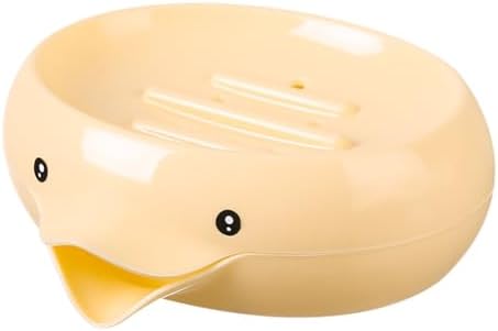 Cute Duck Soap Dish Self Draining Holder for Bathroom and Kitchen