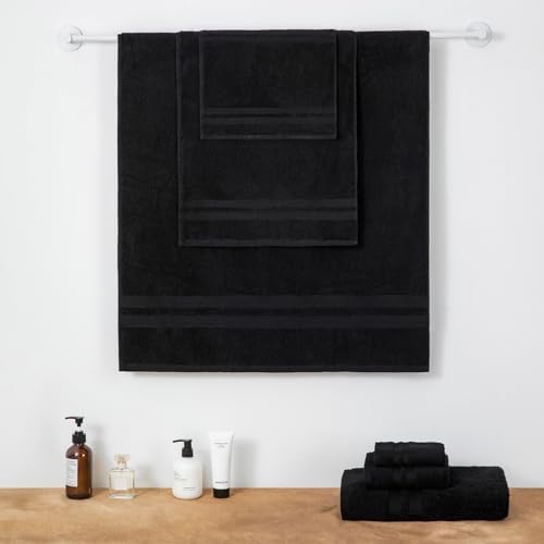 SEMAXE 6-Piece Solid Towel Set - Black 600GSM 100 Cotton