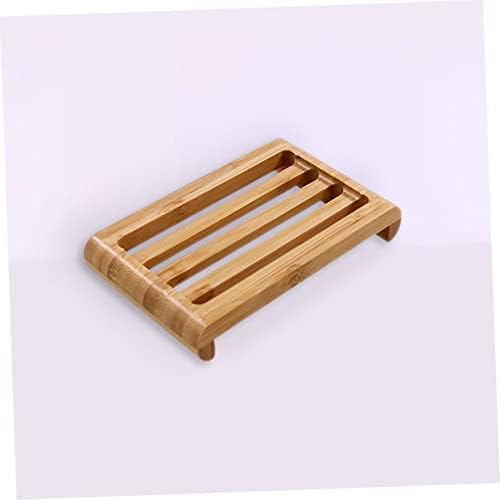 CANIGHT Bamboo Soap Dish Draining Holder Modern Bathroom Accessory