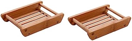 WOONEKY 2Pcs Wooden Bath Soap Holder
