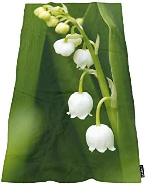 Comfy Bath Towels Lily of The Valley Green for Home Beach Camping