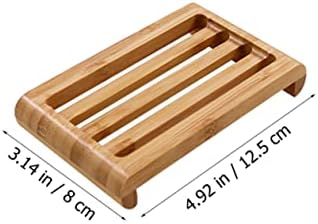 LIFKOME Bamboo Soap Dish Sturdy Draining Holder