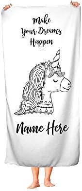 Personalized Unicorn Dreams Extra Large Towel for Kids