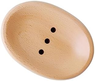 Wooden Oval Soap Dish Drainer Holder for Bathroom and Kitchen