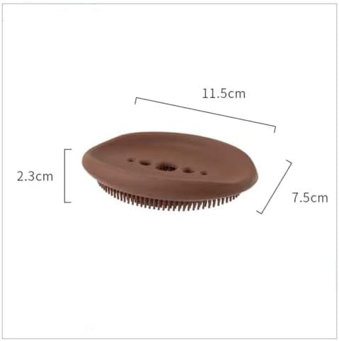 Mayvoo Silicone Soap Dish with Bristles and Brush Brown