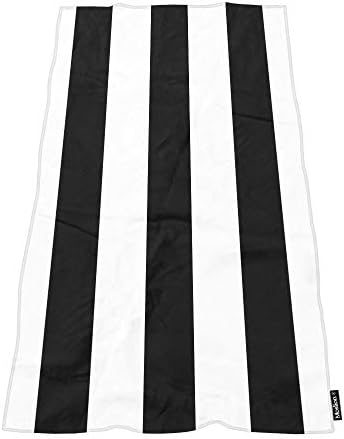 Soft Bath Towels with Black and White Stripes for Home Beach Camping
