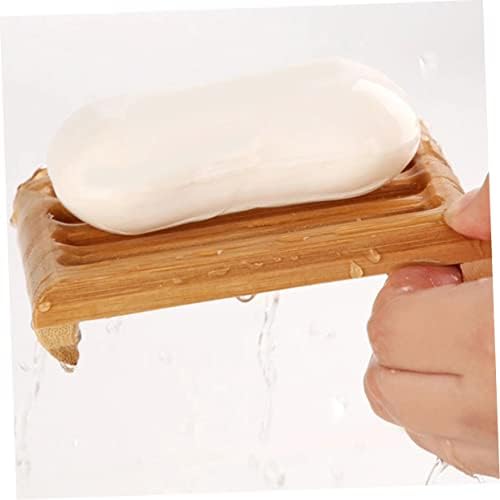 LIFKOME Bamboo Soap Dish Sturdy Draining Holder