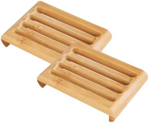 Cedar Soap Dishes Self-Draining Bamboo Holder for Kitchen Bathroom