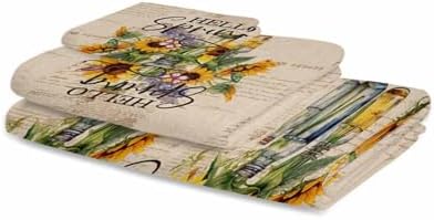 ZOE GARDEN Sunflower Lavender Bathroom Towel Set 3pc