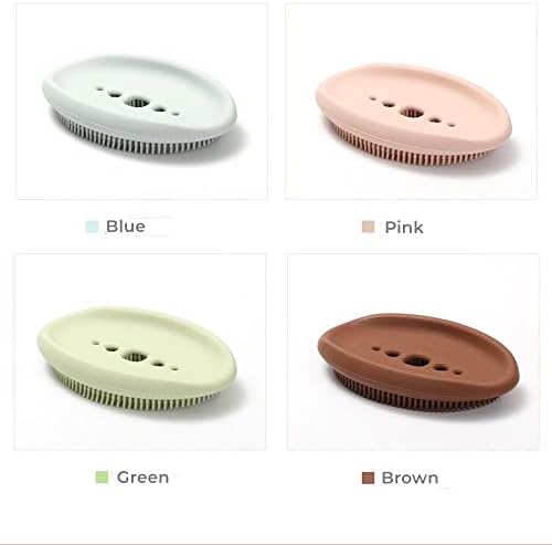 Mayvoo Silicone Soap Dish with Bristles and Brush Brown