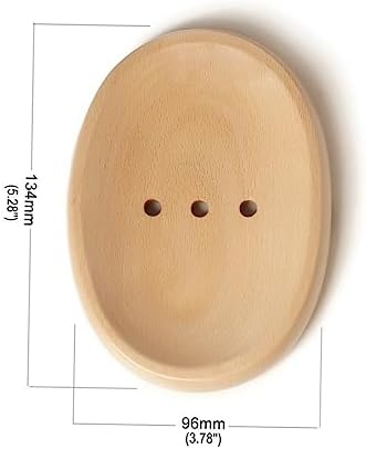Unomor Oval Soap Holder Wooden Drainer for Tidy Bathroom Storage