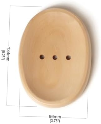 Wooden Oval Soap Dish Drainer Holder for Bathroom and Kitchen
