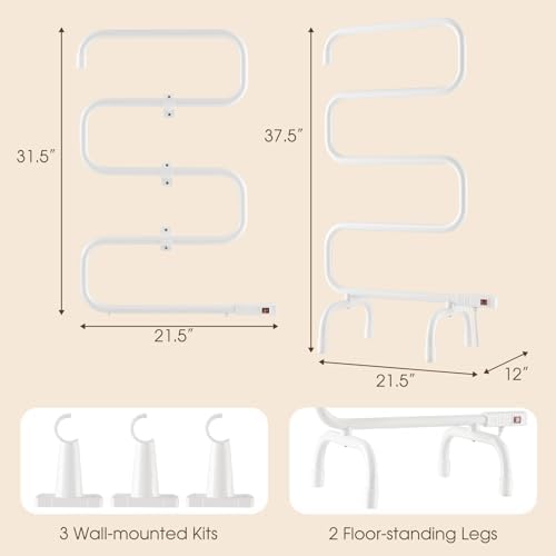 Tangkula Electric Towel Warmer S-Shaped Heated Rack