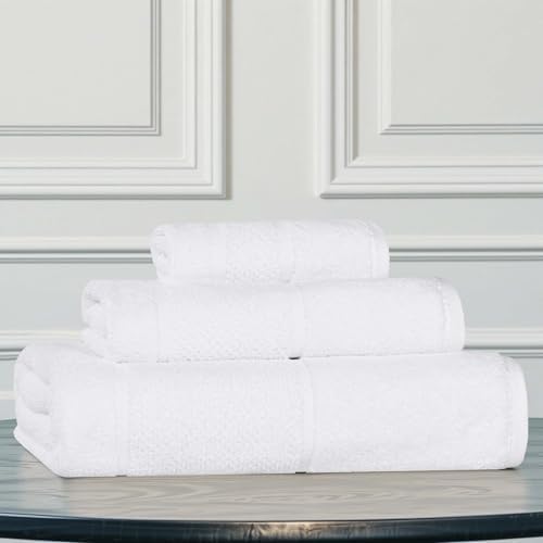 Superior Mile 3-Piece Viscose Cotton Towel Set with Border Detail