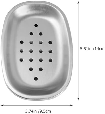 Stainless Steel Soap Dish 2 Pack Silver Drainage Modern Bathroom Holder