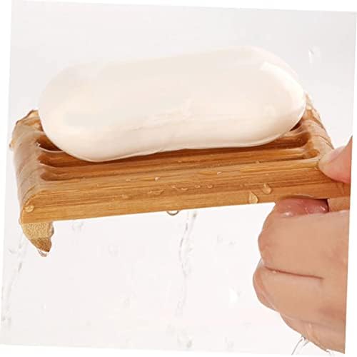 2pcs Natural Wood Soap Dish for Kitchen Sink and Travel Shower