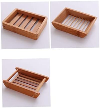 WOONEKY Wooden Soap Dish with Drain Holes