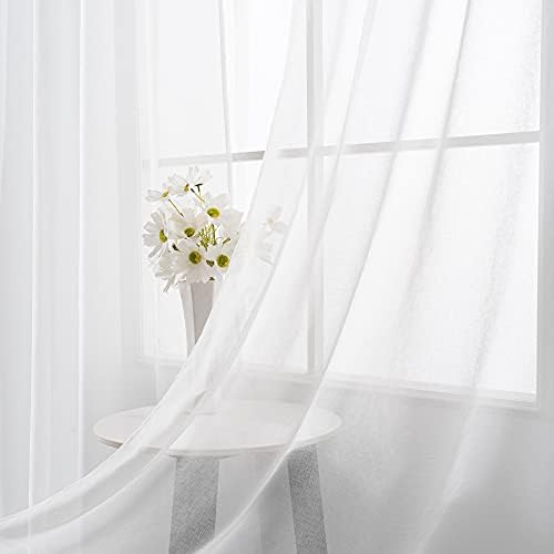 HUTO 95 Sheer Curtains - White Grommet Drapes Set of 2