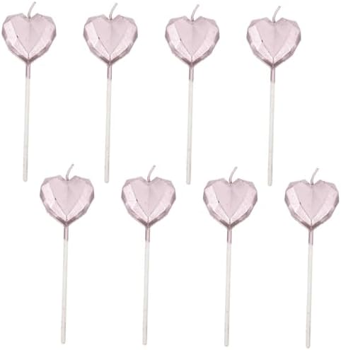 8pcs 3D Heart Birthday Candles for Cake Decorations