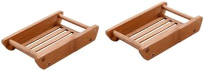 BRIGHTFUFU Bamboo Sink Soap Holder Draining Tray