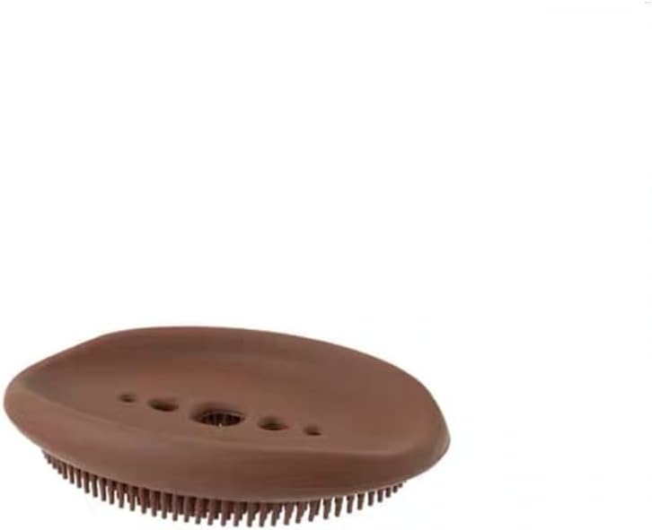 Mayvoo Silicone Soap Dish with Bristles and Brush Brown