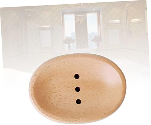 ABOOFAN Wooden Oval Soap Dish Drainer Holder for Kitchen Sink
