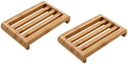 Bamboo Soap Holder Set of 2 for Bathroom Draining