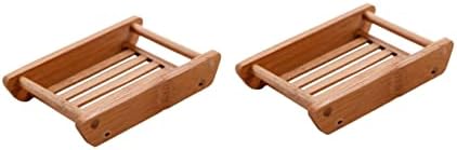 LIFKOME 2Pcs Draining Soap Dish Wooden Holder for Bathroom