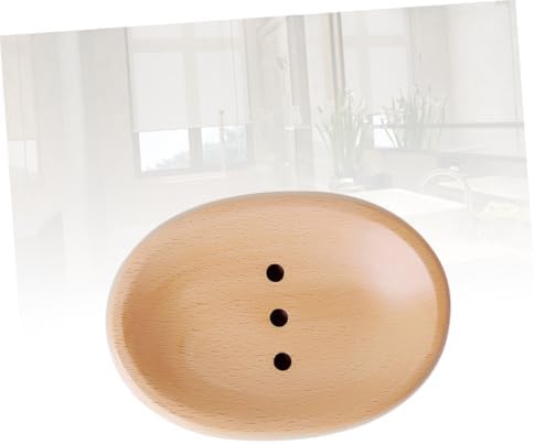 Unomor Oval Soap Holder Wooden Drainer for Tidy Bathroom Storage
