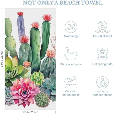 4SEE Premium Double-Sided Velvet Beach Towel - Extra Large 63x315 Inches