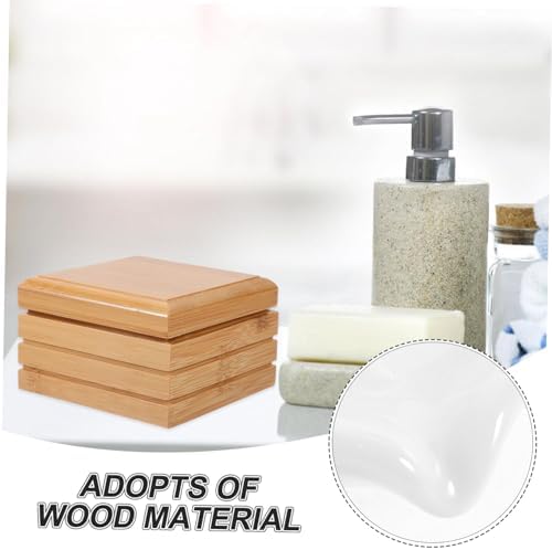 Wooden Soap Dish Sturdy Draining Holder for Kitchen Bathroom