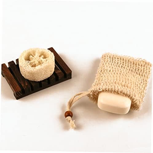 CAXUSD 2-Piece Wooden Soap Rack with Bubble Net and Exfoliating Bag