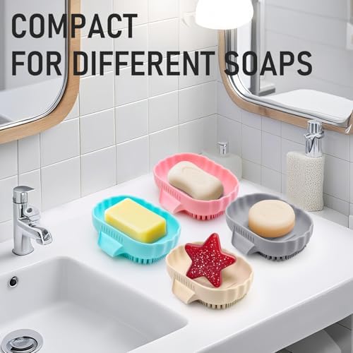 Cute Sea Shell Silicone Soap Dish with Bristles Brush