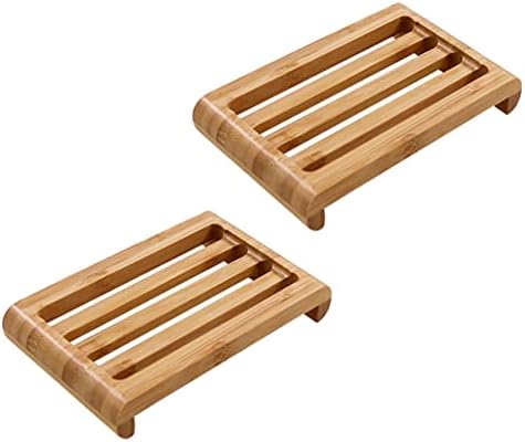 HOOTNEE Travel Soap Dish Bamboo Style Sturdy Holder