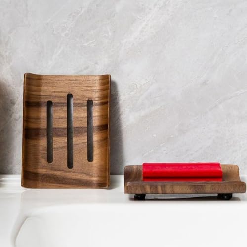 Vobumix Wooden Soap Dish Natural Wood Soap Holder for Bathroom and Kitchen