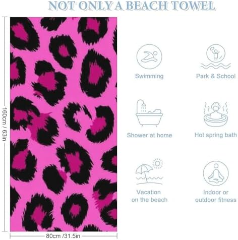 4SEE Super Soft Pink Leopard Print Beach Towel 1