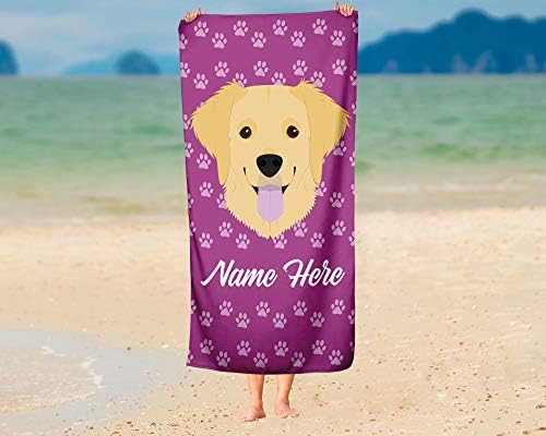 Personalized Golden Retriever Beach and Bath Towels
